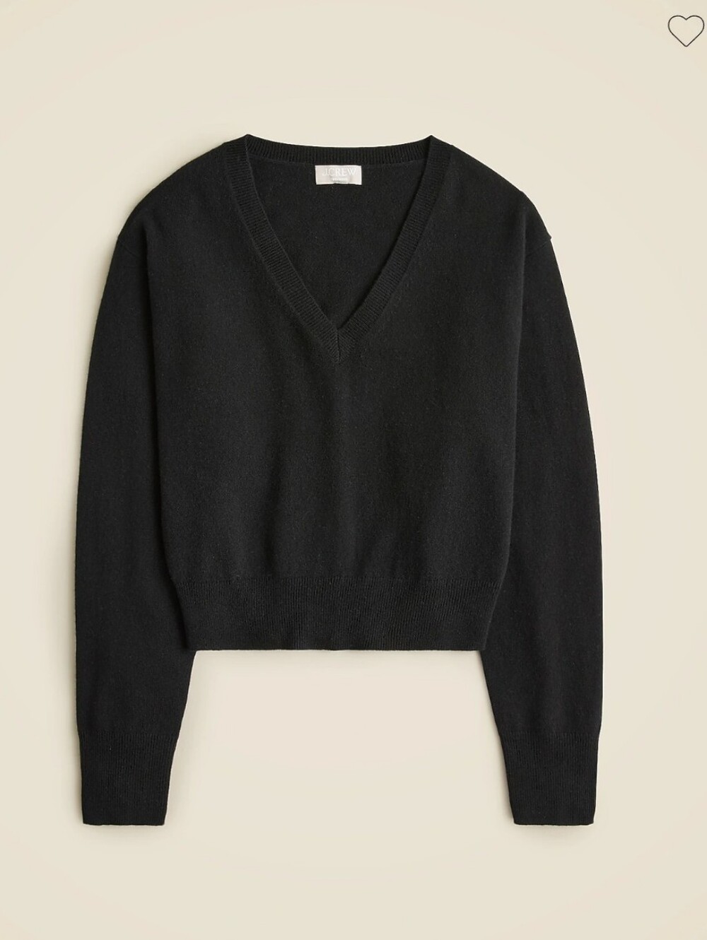 J.Crew 100% Cashmere Cropped V-neck Sweater in Black Size S